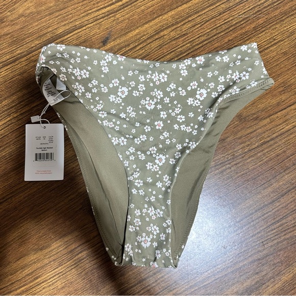 ANDIE The 90s High Waisted Bottom ditsy floral olive XS swim summer vacation New - Picture 1 of 5